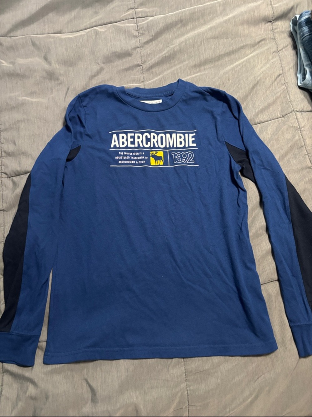 abercrombie kids Blue Long Sleeve Logo Tee with Navy Accents